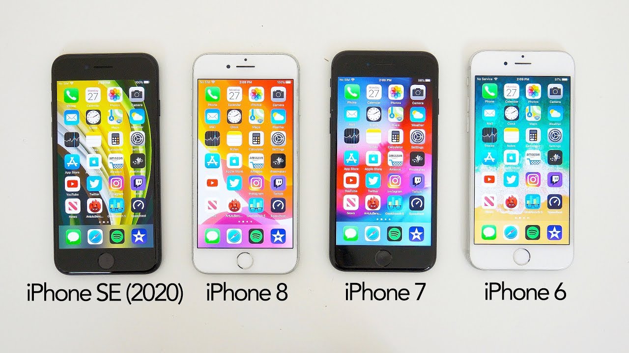 Speed Test - iPhone SE 2020 vs iPhone 8 vs iPhone 7 vs ...