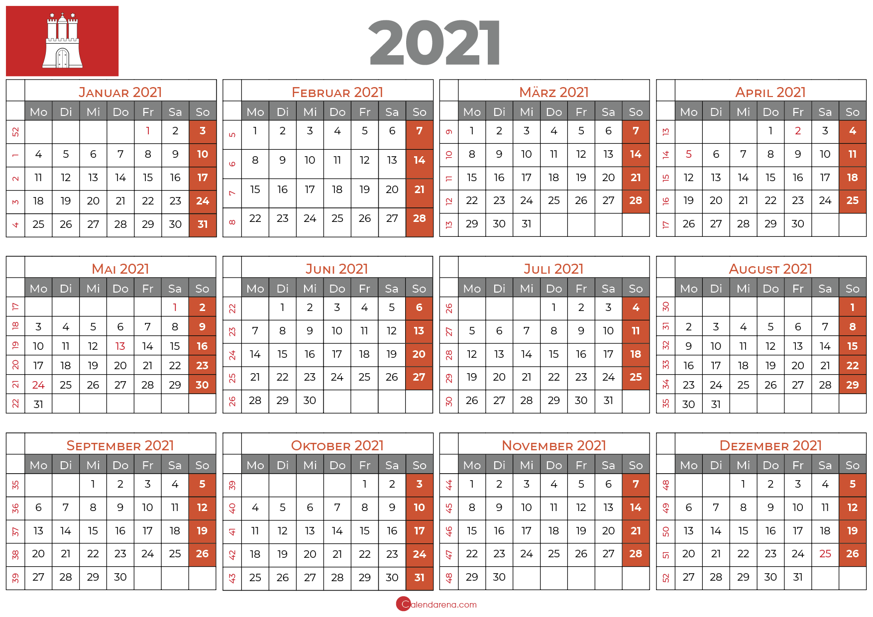 Kalender 2021 Hamburg Zum Ausdrucken Hamburg Calendarena