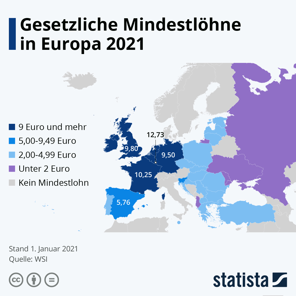 Infografik: Gesetzliche Mindestlöhne in Europa 2021 | Statista