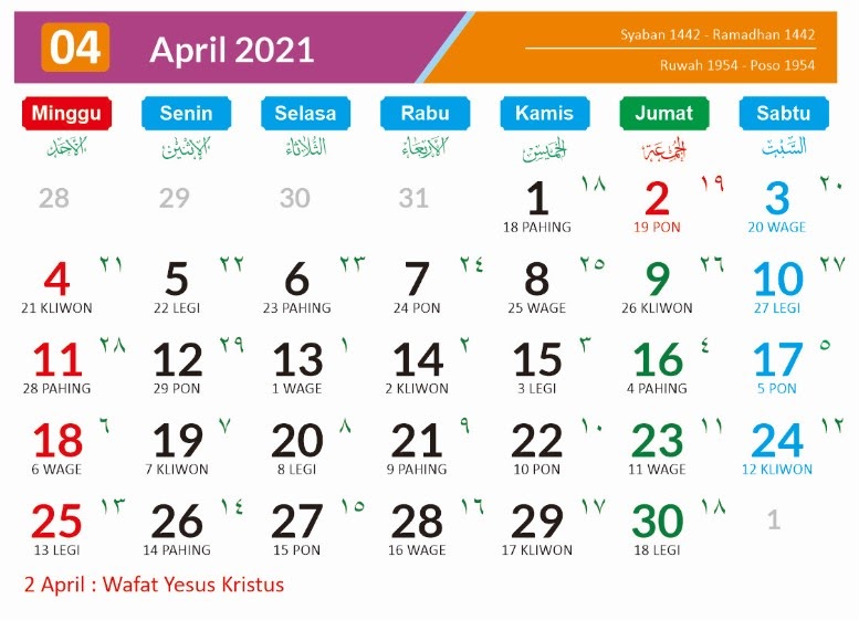 Kalender Bulan April 2021 dan Hari Peringatannya - Enkosa ...