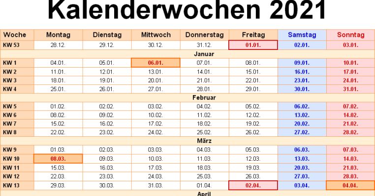 Kalenderwochen 2021 Download | Freeware.de
