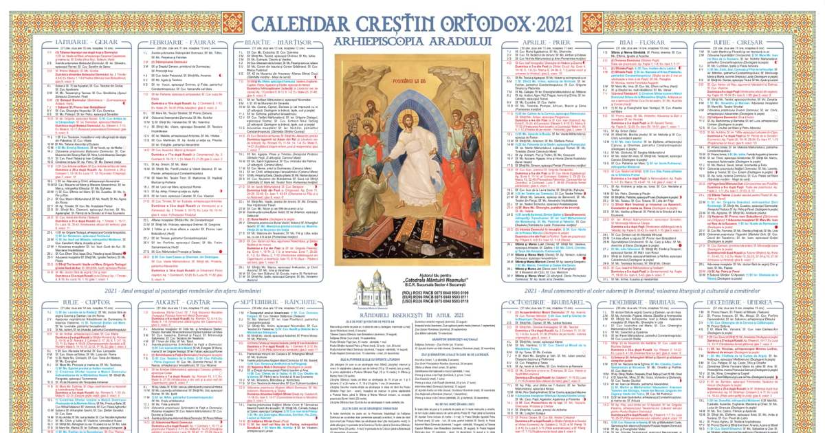 A apărut calendarul ortodox pe 2021 - ARADON