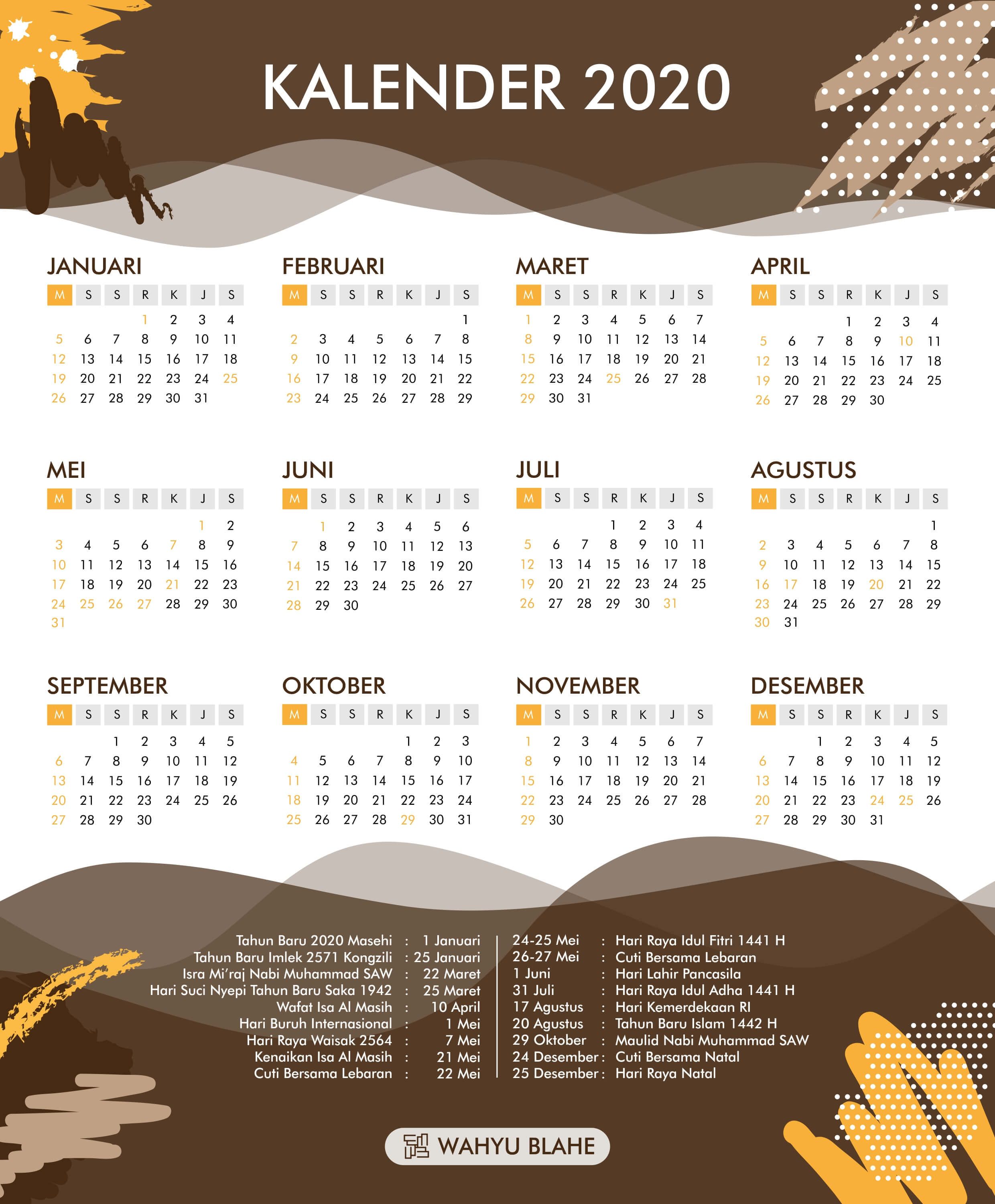 Kalender 2020 Indonesia Lengkap Dengan Hari Libur Nasional ...