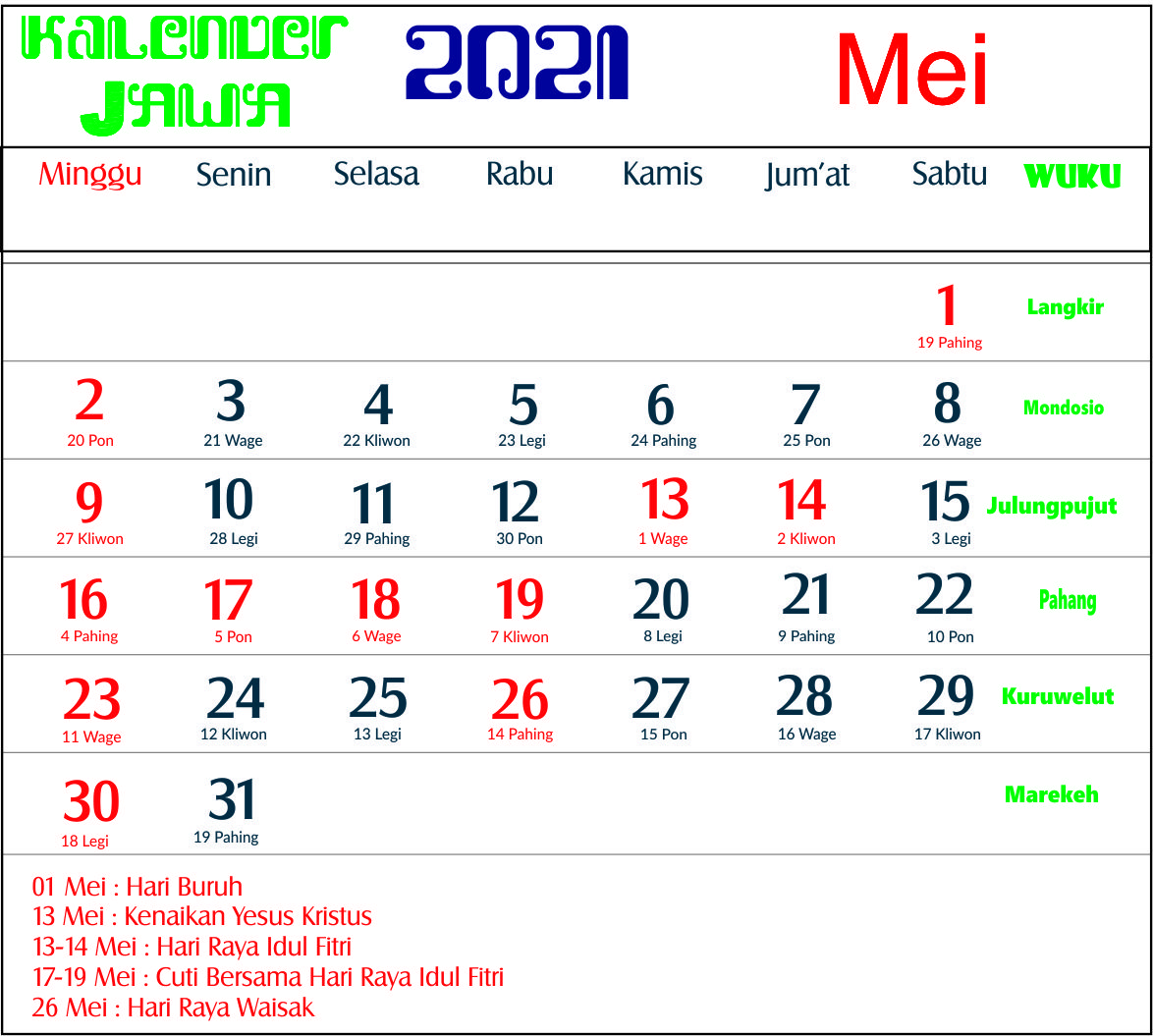 Lebaran Kalender 2021 Hari Raya Idul Fitri