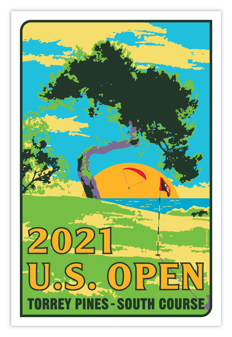 2021 U.S. Open pre-event poster Torrey Pines Leewybranski