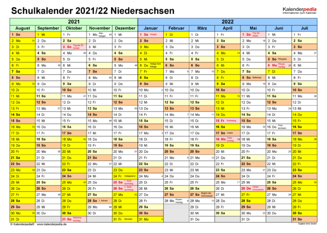 Niedersachsen Ferien Feiertage 2021