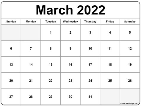 March 2022 Calendar Doc