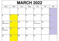 March 2022 Calendar Events India