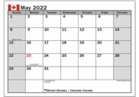 May 2022 Calendar With Holidays Canada