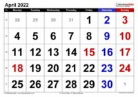 April 2022 Calendar Time And Date