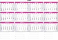 Calendar 2022 Printable And Editable