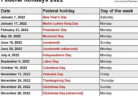 Calendar 2022 Holidays List