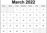 March 2022 Calendar English