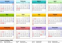 2022 Calendar Printable Year At A Glance