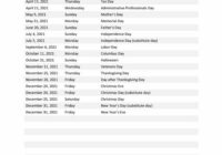 State Holiday List 2022