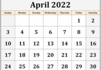 April 2022 Calendar Image