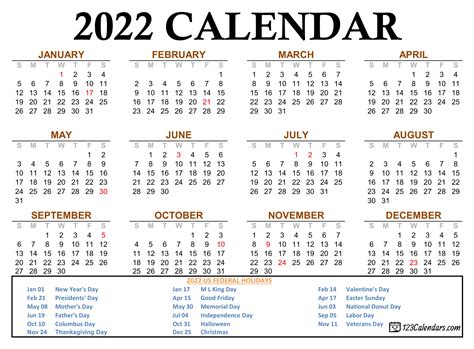 2022 Calendar Printable Time And Date