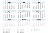 2022 Yearly Calendar Printable Canada