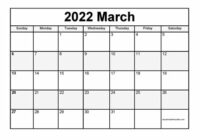 March 2022 Calendar Of Events