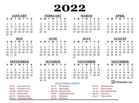 Free Printable Calendar 2022 Wiki