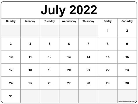 July 2022 Calendar Pdf