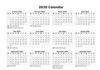 Free Printable Calendar Uk 2020