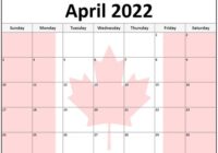 April 2022 Calendar Canada