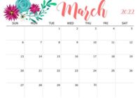 March 2022 Calendar Landscape