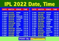 Ipl Schedule 2022 Match List