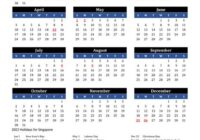 Free Printable Calendar 2022 Singapore